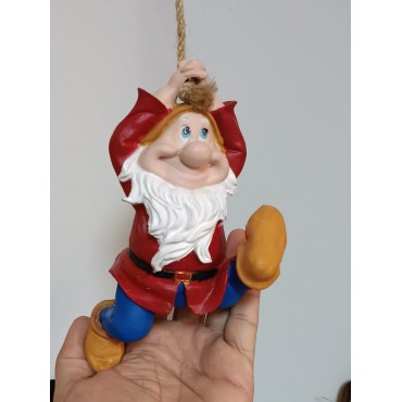 El Yapımı İpte Sallanan Cüce - Rustik Bahçe Dekoratif Obje