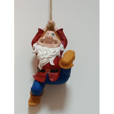 El Yapımı İpte Sallanan Cüce - Rustik Bahçe Dekoratif Obje