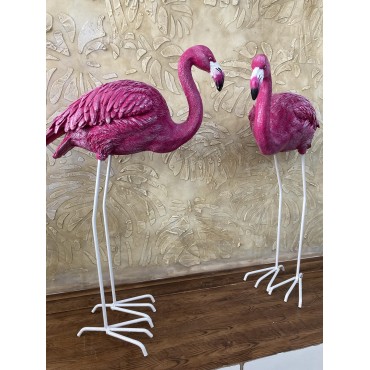 Flamingo Eğik Başlı Bahçe Biblo Fuşya