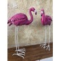 Flamingo Eğik Başlı Bahçe Biblo Fuşya