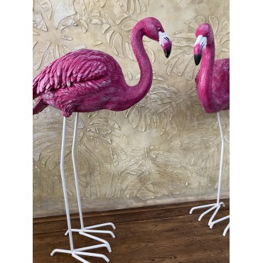 Flamingo Eğik Başlı Bahçe Biblo Fuşya