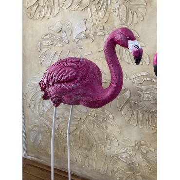 Flamingo Eğik Başlı Bahçe Biblo Fuşya