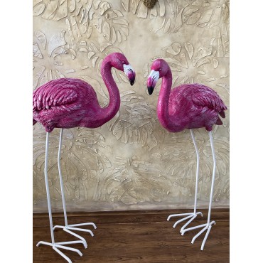 Flamingo Eğik Başlı Bahçe Biblo Fuşya