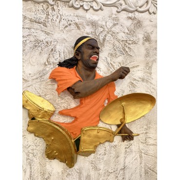 Baterist,Dekoratif Duvar Obje Biblo ,Turunç Altın