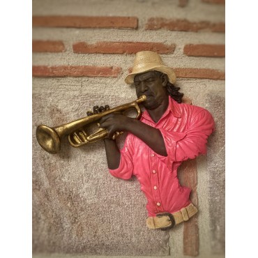 Trompet Çalan Duvar Müzisyen,Pembe